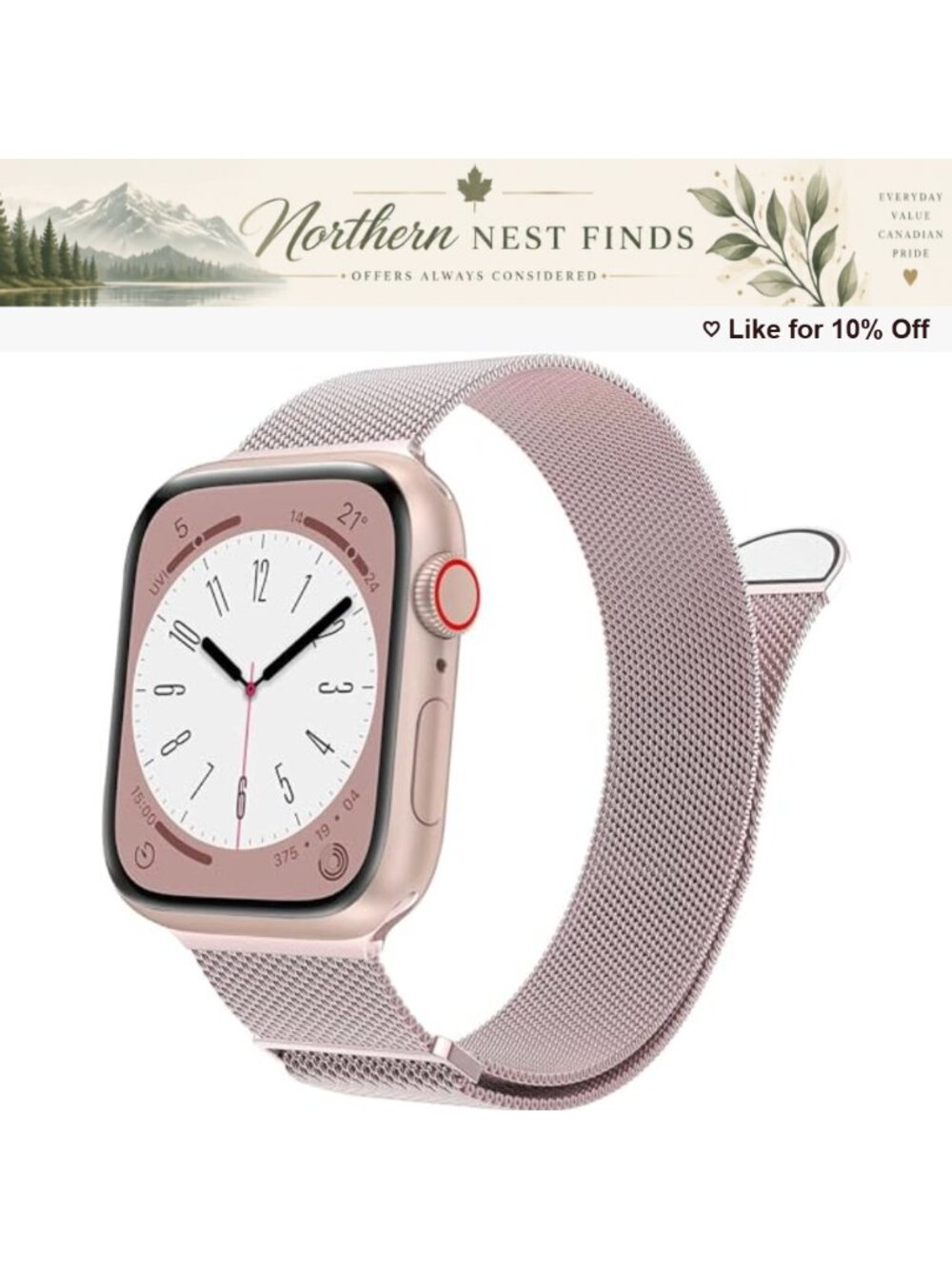 Magnetic Stainless Steel Mesh Loop Watch Band Adjustable Strap